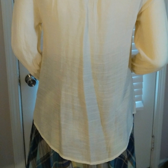 Mine Anthropologie Cream Cotton Blend Rayon Lace 3/4 Sleeves Blouse Size S - Picture 8 of 13